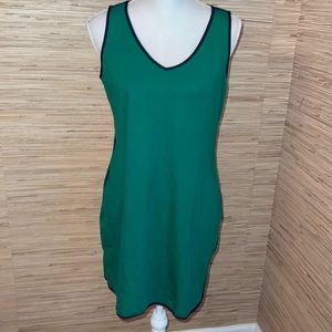 Banana Republic green & navy knit v-neck dress size medium. EUC!